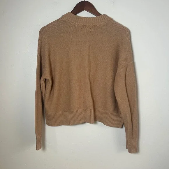 Quince Organic Cotton Cardigan Women Small Camel Tan Button Front Knit Sweater - Picture 2 of 5
